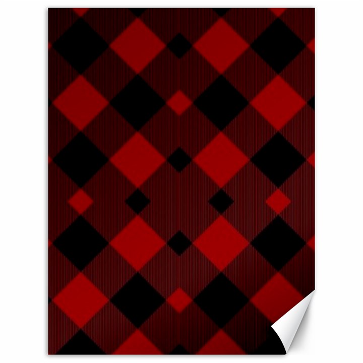 Red Diagonal Plaid Big Canvas 12  x 16 