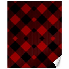 Red Diagonal Plaid Big Canvas 11  X 14  by ConteMonfrey