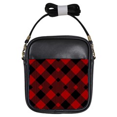 Red Diagonal Plaid Big Girls Sling Bag by ConteMonfrey