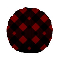 Red Diagonal Plaid Big Standard 15  Premium Round Cushions by ConteMonfrey