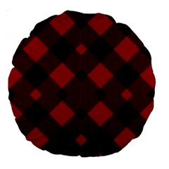 Red Diagonal Plaid Big Large 18  Premium Round Cushions by ConteMonfrey