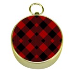 Red Diagonal Plaid Big Gold Compasses Front