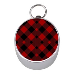 Red Diagonal Plaid Big Mini Silver Compasses by ConteMonfrey