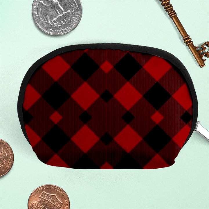 Red Diagonal Plaid Big Accessory Pouch (Medium)