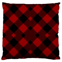 Red Diagonal Plaid Big Standard Premium Plush Fleece Cushion Case (two Sides) by ConteMonfrey