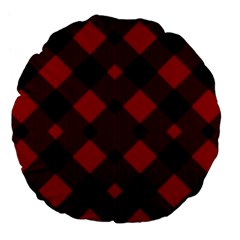 Red Diagonal Plaid Big Large 18  Premium Flano Round Cushions by ConteMonfrey