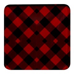 Red Diagonal Plaid Big Square Glass Fridge Magnet (4 Pack) by ConteMonfrey