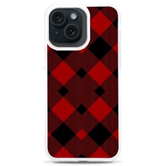 Red Diagonal Plaid Big Iphone 15 Plus Tpu Uv Print Case by ConteMonfrey