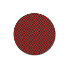 Red Diagonal Plaids Magnet 3  (round) by ConteMonfrey