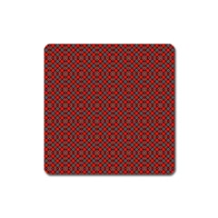 Red Diagonal Plaids Square Magnet by ConteMonfrey