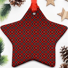 Red Diagonal Plaids Star Ornament (two Sides)