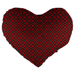 Red Diagonal Plaids Large 19  Premium Flano Heart Shape Cushions by ConteMonfrey