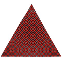 Red Diagonal Plaids Wooden Puzzle Triangle by ConteMonfrey