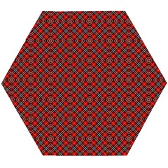 Red Diagonal Plaids Wooden Puzzle Hexagon by ConteMonfrey