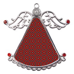 Red Diagonal Plaids Metal Angel With Crystal Ornament by ConteMonfrey