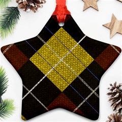 Yellow Plaid Star Ornament (two Sides)