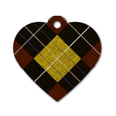 Yellow Plaid Dog Tag Heart (one Side) by ConteMonfrey