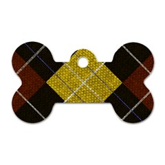 Yellow Plaid Dog Tag Bone (one Side) by ConteMonfrey