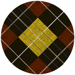 Yellow Plaid Wooden Puzzle Round by ConteMonfrey