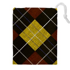 Yellow Plaid Drawstring Pouch (4xl) by ConteMonfrey