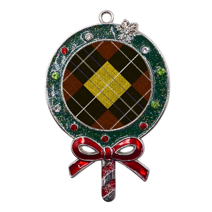 Yellow Plaid Metal X Mas Lollipop with Crystal Ornament