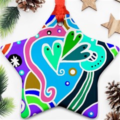 Crazy Pop Art - Doodle Hearts  Ornament (star)