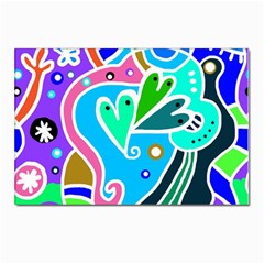 Crazy Pop Art - Doodle Hearts  Postcard 4 x 6  (pkg Of 10)