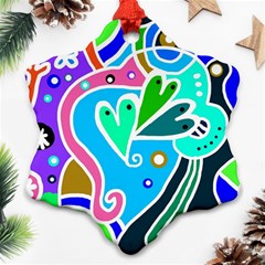 Crazy Pop Art - Doodle Hearts  Ornament (snowflake)