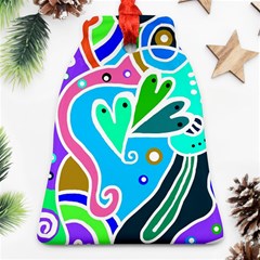 Crazy Pop Art - Doodle Hearts  Ornament (bell)