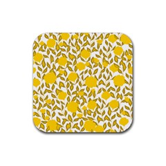 Yellow Flowers Roses On The Wall Lemons Rubber Coaster (square) by ConteMonfrey