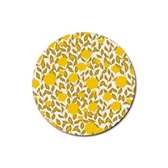 Yellow Flowers Roses On The Wall Lemons Rubber Coaster (round) by ConteMonfrey