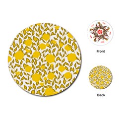 Yellow Flowers Roses On The Wall Lemons Playing Cards Single Design (round)