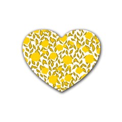 Yellow Flowers Roses On The Wall Lemons Rubber Heart Coaster (4 Pack) by ConteMonfrey