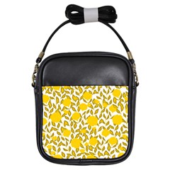 Yellow Flowers Roses On The Wall Lemons Girls Sling Bag by ConteMonfrey