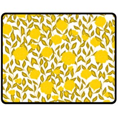 Yellow Flowers Roses On The Wall Lemons Fleece Blanket (medium) by ConteMonfrey