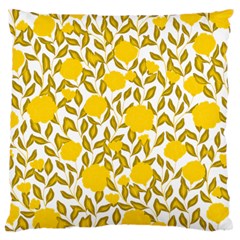 Yellow Flowers Roses On The Wall Lemons Large Cushion Case (one Side) by ConteMonfrey