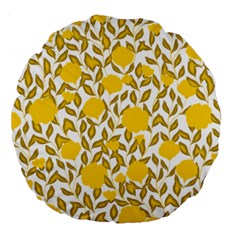 Yellow Flowers Roses On The Wall Lemons Large 18  Premium Round Cushions by ConteMonfrey