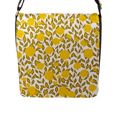 Yellow Flowers Roses On The Wall Lemons Flap Closure Messenger Bag (l) by ConteMonfrey