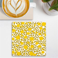 Yellow Flowers Roses On The Wall Lemons Uv Print Square Tile Coaster  by ConteMonfrey