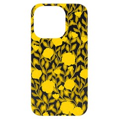 Yellow Flowers Roses On The Wall Lemons Iphone 14 Pro Black Uv Print Case by ConteMonfrey