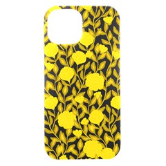 Yellow Flowers Roses On The Wall Lemons Iphone 15 Black Uv Print Pc Hardshell Case by ConteMonfrey