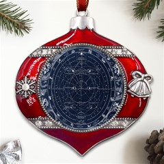 Astronomie Astrologie Vintage  Metal Snowflake And Bell Red Ornament