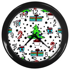 It`s Cold Outside Christmas Pattern Wall Clock (black) by ConteMonfrey