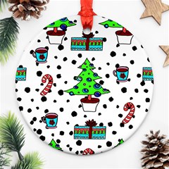 It`s Cold Outside Christmas Pattern Round Ornament (two Sides) by ConteMonfrey