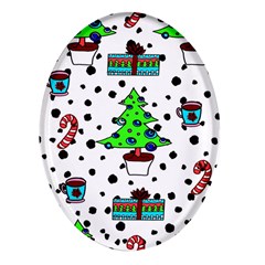 It`s Cold Outside Christmas Pattern Oval Glass Fridge Magnet (4 Pack)