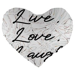 Live Love Laugh Monsteras Large 19  Premium Flano Heart Shape Cushions by ConteMonfrey