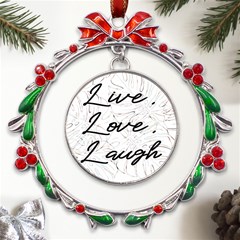 Live Love Laugh Monsteras Metal X mas Wreath Ribbon Ornament