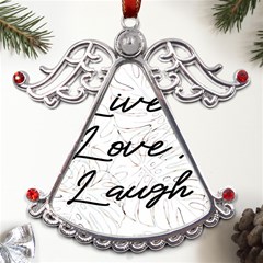 Live Love Laugh Monsteras Metal Angel With Crystal Ornament