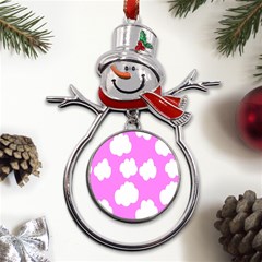 Purple Clouds Metal Snowman Ornament