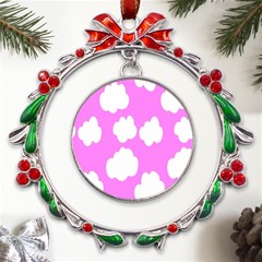 Purple Clouds Metal X mas Wreath Ribbon Ornament